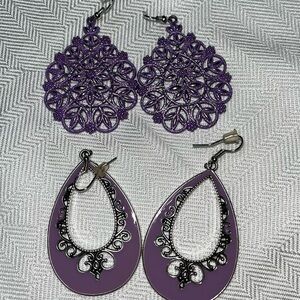 Paparazzi 2 Pairs Purple Earrings Dangle Earrings‎